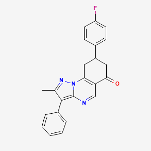 molecular formula C23H18FN3O B4465861 8-(4-fluorophenyl)-2-methyl-3-phenyl-8,9-dihydropyrazolo[1,5-a]quinazolin-6(7H)-one 