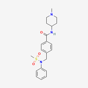 molecular formula C21H27N3O3S B4465863 N-(1-methyl-4-piperidinyl)-4-{[(methylsulfonyl)(phenyl)amino]methyl}benzamide 