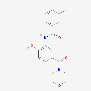 molecular formula C20H22N2O4 B4465933 N-[2-methoxy-5-(4-morpholinylcarbonyl)phenyl]-3-methylbenzamide 