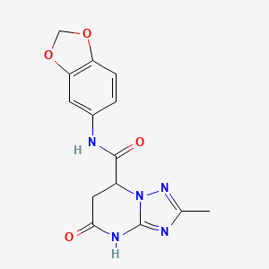 molecular formula C14H13N5O4 B4465978 N-(1,3-benzodioxol-5-yl)-2-methyl-5-oxo-4,5,6,7-tetrahydro[1,2,4]triazolo[1,5-a]pyrimidine-7-carboxamide 