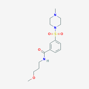 molecular formula C16H25N3O4S B4465988 N-(3-methoxypropyl)-3-[(4-methylpiperazin-1-yl)sulfonyl]benzamide 