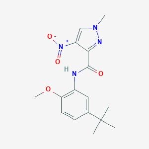 molecular formula C16H20N4O4 B446602 N-[5-(TERT-BUTYL)-2-METHOXYPHENYL]-1-METHYL-4-NITRO-1H-PYRAZOLE-3-CARBOXAMIDE 