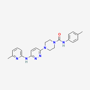 molecular formula C22H25N7O B4466024 N-(4-methylphenyl)-4-{6-[(6-methyl-2-pyridinyl)amino]-3-pyridazinyl}-1-piperazinecarboxamide 