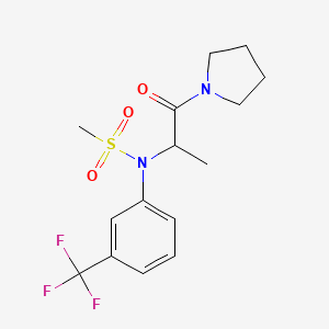 molecular formula C15H19F3N2O3S B4466033 N-[1-methyl-2-oxo-2-(1-pyrrolidinyl)ethyl]-N-[3-(trifluoromethyl)phenyl]methanesulfonamide 