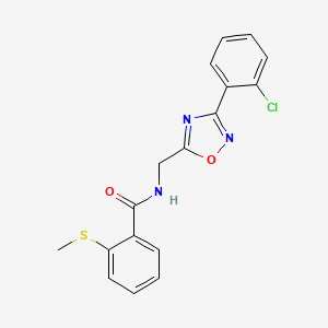 molecular formula C17H14ClN3O2S B4466079 N-{[3-(2-chlorophenyl)-1,2,4-oxadiazol-5-yl]methyl}-2-(methylthio)benzamide 