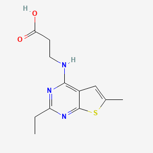 molecular formula C12H15N3O2S B4466126 N-(2-ethyl-6-methylthieno[2,3-d]pyrimidin-4-yl)-beta-alanine 