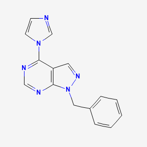 molecular formula C15H12N6 B4466159 1-{1-benzyl-1H-pyrazolo[3,4-d]pyrimidin-4-yl}-1H-imidazole 