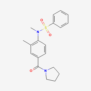 molecular formula C19H22N2O3S B4466170 N-methyl-N-[2-methyl-4-(pyrrolidine-1-carbonyl)phenyl]benzenesulfonamide 