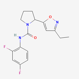 molecular formula C16H17F2N3O2 B4466290 N-(2,4-difluorophenyl)-2-(3-ethyl-1,2-oxazol-5-yl)pyrrolidine-1-carboxamide 