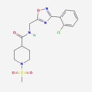 molecular formula C16H19ClN4O4S B4466312 N-{[3-(2-CHLOROPHENYL)-1,2,4-OXADIAZOL-5-YL]METHYL}-1-METHANESULFONYLPIPERIDINE-4-CARBOXAMIDE 