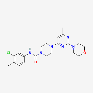 molecular formula C21H27ClN6O2 B4466332 N-(3-Chloro-4-methylphenyl)-4-[6-methyl-2-(morpholin-4-YL)pyrimidin-4-YL]piperazine-1-carboxamide 
