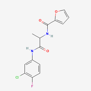 molecular formula C14H12ClFN2O3 B4466468 N-{2-[(3-chloro-4-fluorophenyl)amino]-1-methyl-2-oxoethyl}-2-furamide 