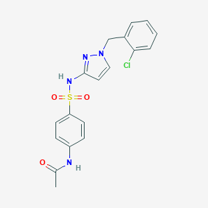 molecular formula C18H17ClN4O3S B446653 N-[4-({[1-(2-chlorobenzyl)-1H-pyrazol-3-yl]amino}sulfonyl)phenyl]acetamide 