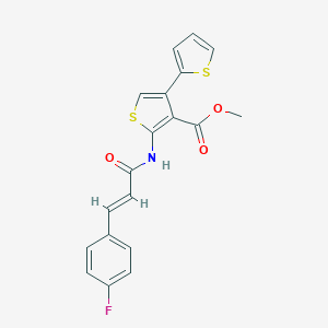 molecular formula C19H14FNO3S2 B446654 methyl 5'-{[(2E)-3-(4-fluorophenyl)prop-2-enoyl]amino}-2,3'-bithiophene-4'-carboxylate 