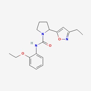 molecular formula C18H23N3O3 B4466635 N-(2-ethoxyphenyl)-2-(3-ethyl-1,2-oxazol-5-yl)pyrrolidine-1-carboxamide 