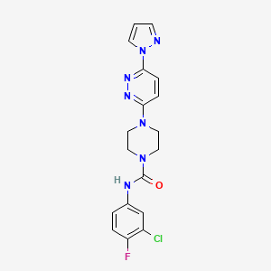 molecular formula C18H17ClFN7O B4466637 N-(3-chloro-4-fluorophenyl)-4-[6-(1H-pyrazol-1-yl)-3-pyridazinyl]-1-piperazinecarboxamide 