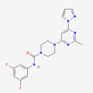 molecular formula C19H19F2N7O B4466665 N-(3,5-difluorophenyl)-4-[2-methyl-6-(1H-pyrazol-1-yl)-4-pyrimidinyl]-1-piperazinecarboxamide 