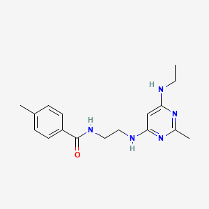 molecular formula C17H23N5O B4466752 N-(2-{[6-(ethylamino)-2-methyl-4-pyrimidinyl]amino}ethyl)-4-methylbenzamide 