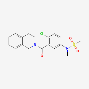 molecular formula C18H19ClN2O3S B4466885 N-[4-CHLORO-3-(1,2,3,4-TETRAHYDROISOQUINOLINE-2-CARBONYL)PHENYL]-N-METHYLMETHANESULFONAMIDE 
