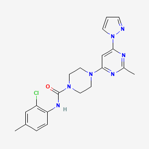 molecular formula C20H22ClN7O B4467007 N-(2-chloro-4-methylphenyl)-4-[2-methyl-6-(1H-pyrazol-1-yl)-4-pyrimidinyl]-1-piperazinecarboxamide 