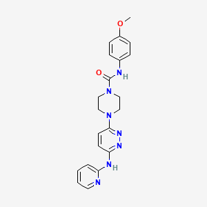 molecular formula C21H23N7O2 B4467016 N-(4-methoxyphenyl)-4-[6-(2-pyridinylamino)-3-pyridazinyl]-1-piperazinecarboxamide 