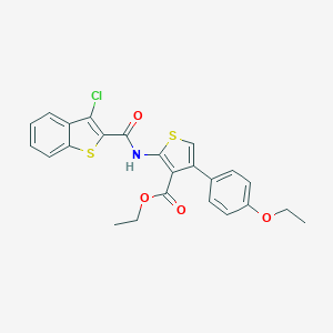 molecular formula C24H20ClNO4S2 B446706 Ethyl 2-{[(3-chloro-1-benzothien-2-yl)carbonyl]amino}-4-(4-ethoxyphenyl)thiophene-3-carboxylate 