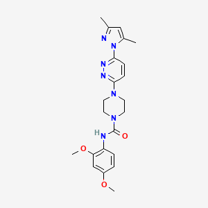 molecular formula C22H27N7O3 B4467137 N-(2,4-dimethoxyphenyl)-4-[6-(3,5-dimethyl-1H-pyrazol-1-yl)-3-pyridazinyl]-1-piperazinecarboxamide 