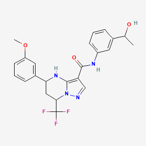 molecular formula C23H23F3N4O3 B4467319 N-[3-(1-hydroxyethyl)phenyl]-5-(3-methoxyphenyl)-7-(trifluoromethyl)-4,5,6,7-tetrahydropyrazolo[1,5-a]pyrimidine-3-carboxamide 