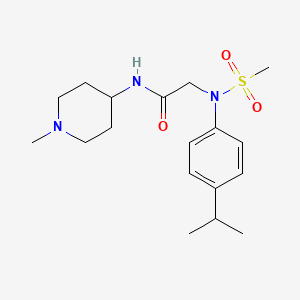 molecular formula C18H29N3O3S B4467345 N~2~-(4-isopropylphenyl)-N~1~-(1-methyl-4-piperidinyl)-N~2~-(methylsulfonyl)glycinamide 