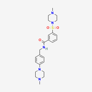 molecular formula C24H33N5O3S B4467424 N-{[4-(4-METHYLPIPERAZIN-1-YL)PHENYL]METHYL}-3-[(4-METHYLPIPERAZIN-1-YL)SULFONYL]BENZAMIDE 