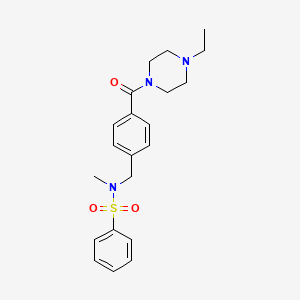 molecular formula C21H27N3O3S B4467542 N-{4-[(4-ethyl-1-piperazinyl)carbonyl]benzyl}-N-methylbenzenesulfonamide 