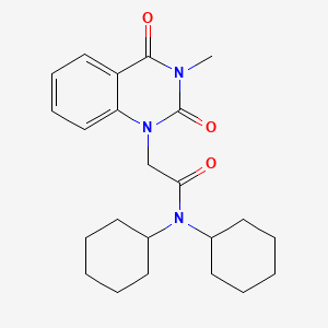 molecular formula C23H31N3O3 B4467669 N,N-dicyclohexyl-2-(3-methyl-2,4-dioxo-3,4-dihydroquinazolin-1(2H)-yl)acetamide 
