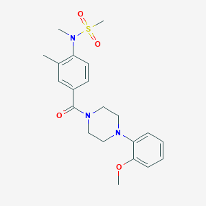 molecular formula C21H27N3O4S B4467755 N-{4-[4-(2-METHOXYPHENYL)PIPERAZINE-1-CARBONYL]-2-METHYLPHENYL}-N-METHYLMETHANESULFONAMIDE 