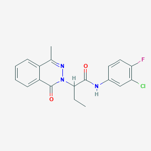 molecular formula C19H17ClFN3O2 B4467811 N-(3-chloro-4-fluorophenyl)-2-(4-methyl-1-oxo-2(1H)-phthalazinyl)butanamide 