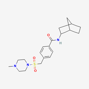molecular formula C20H29N3O3S B4467856 N-bicyclo[2.2.1]hept-2-yl-4-{[(4-methyl-1-piperazinyl)sulfonyl]methyl}benzamide 