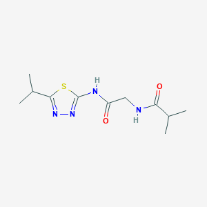 molecular formula C11H18N4O2S B4467936 N-{2-[(5-isopropyl-1,3,4-thiadiazol-2-yl)amino]-2-oxoethyl}-2-methylpropanamide 