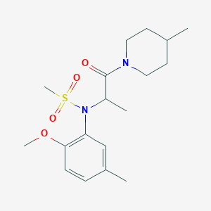 molecular formula C18H28N2O4S B4467937 N-(2-methoxy-5-methylphenyl)-N-[1-methyl-2-(4-methyl-1-piperidinyl)-2-oxoethyl]methanesulfonamide 