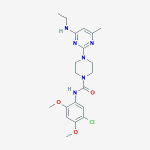 molecular formula C20H27ClN6O3 B4467985 N-(5-chloro-2,4-dimethoxyphenyl)-4-[4-(ethylamino)-6-methyl-2-pyrimidinyl]-1-piperazinecarboxamide 
