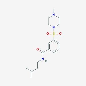 molecular formula C17H27N3O3S B4468127 N-(3-methylbutyl)-3-[(4-methylpiperazin-1-yl)sulfonyl]benzamide 