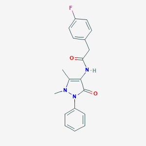 molecular formula C19H18FN3O2 B446813 N-(1,5-dimethyl-3-oxo-2-phenylpyrazol-4-yl)-2-(4-fluorophenyl)acetamide 
