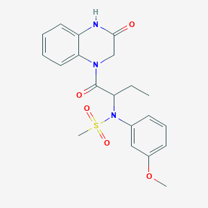 molecular formula C20H23N3O5S B4468470 N-(3-methoxyphenyl)-N-{1-[(3-oxo-3,4-dihydro-1(2H)-quinoxalinyl)carbonyl]propyl}methanesulfonamide 