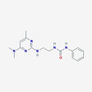 molecular formula C16H22N6O B4468495 N-(2-{[4-(dimethylamino)-6-methyl-2-pyrimidinyl]amino}ethyl)-N'-phenylurea 