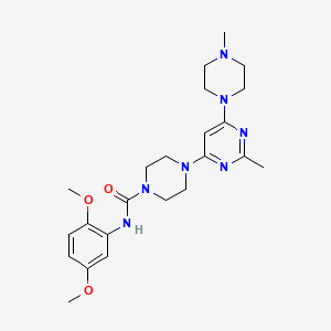 molecular formula C23H33N7O3 B4468577 N-(2,5-dimethoxyphenyl)-4-[2-methyl-6-(4-methylpiperazin-1-yl)pyrimidin-4-yl]piperazine-1-carboxamide 