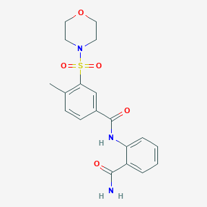 molecular formula C19H21N3O5S B4468665 N-[2-(aminocarbonyl)phenyl]-4-methyl-3-(4-morpholinylsulfonyl)benzamide 