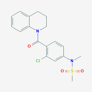 molecular formula C18H19ClN2O3S B4468691 N-[3-CHLORO-4-(1,2,3,4-TETRAHYDROQUINOLINE-1-CARBONYL)PHENYL]-N-METHYLMETHANESULFONAMIDE 