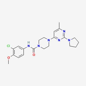 molecular formula C21H27ClN6O2 B4468709 N-(3-chloro-4-methoxyphenyl)-4-[6-methyl-2-(1-pyrrolidinyl)-4-pyrimidinyl]-1-piperazinecarboxamide 