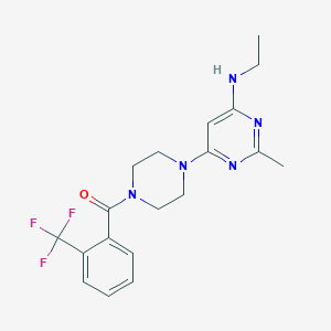molecular formula C19H22F3N5O B4468727 N-ethyl-2-methyl-6-{4-[2-(trifluoromethyl)benzoyl]-1-piperazinyl}-4-pyrimidinamine 