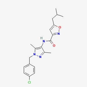 molecular formula C20H23ClN4O2 B4468751 N-[1-(4-chlorobenzyl)-3,5-dimethyl-1H-pyrazol-4-yl]-5-isobutyl-3-isoxazolecarboxamide 