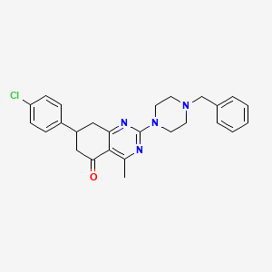molecular formula C26H27ClN4O B4468773 2-(4-benzylpiperazin-1-yl)-7-(4-chlorophenyl)-4-methyl-7,8-dihydroquinazolin-5(6H)-one 