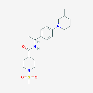 molecular formula C21H33N3O3S B4469036 N-{1-[4-(3-methyl-1-piperidinyl)phenyl]ethyl}-1-(methylsulfonyl)-4-piperidinecarboxamide 